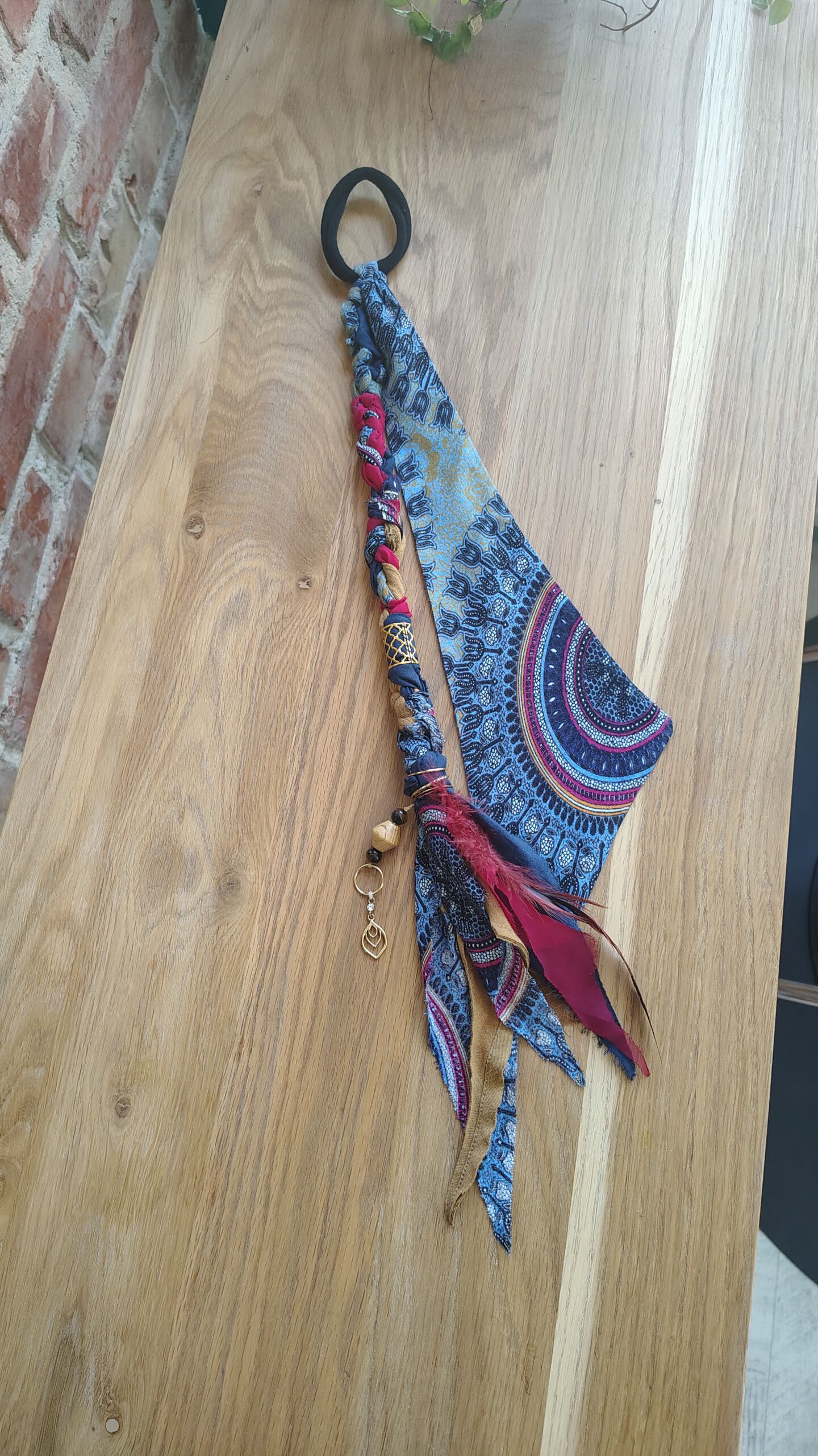 HAIR WRAP CZERWONO-GRANATOWY M