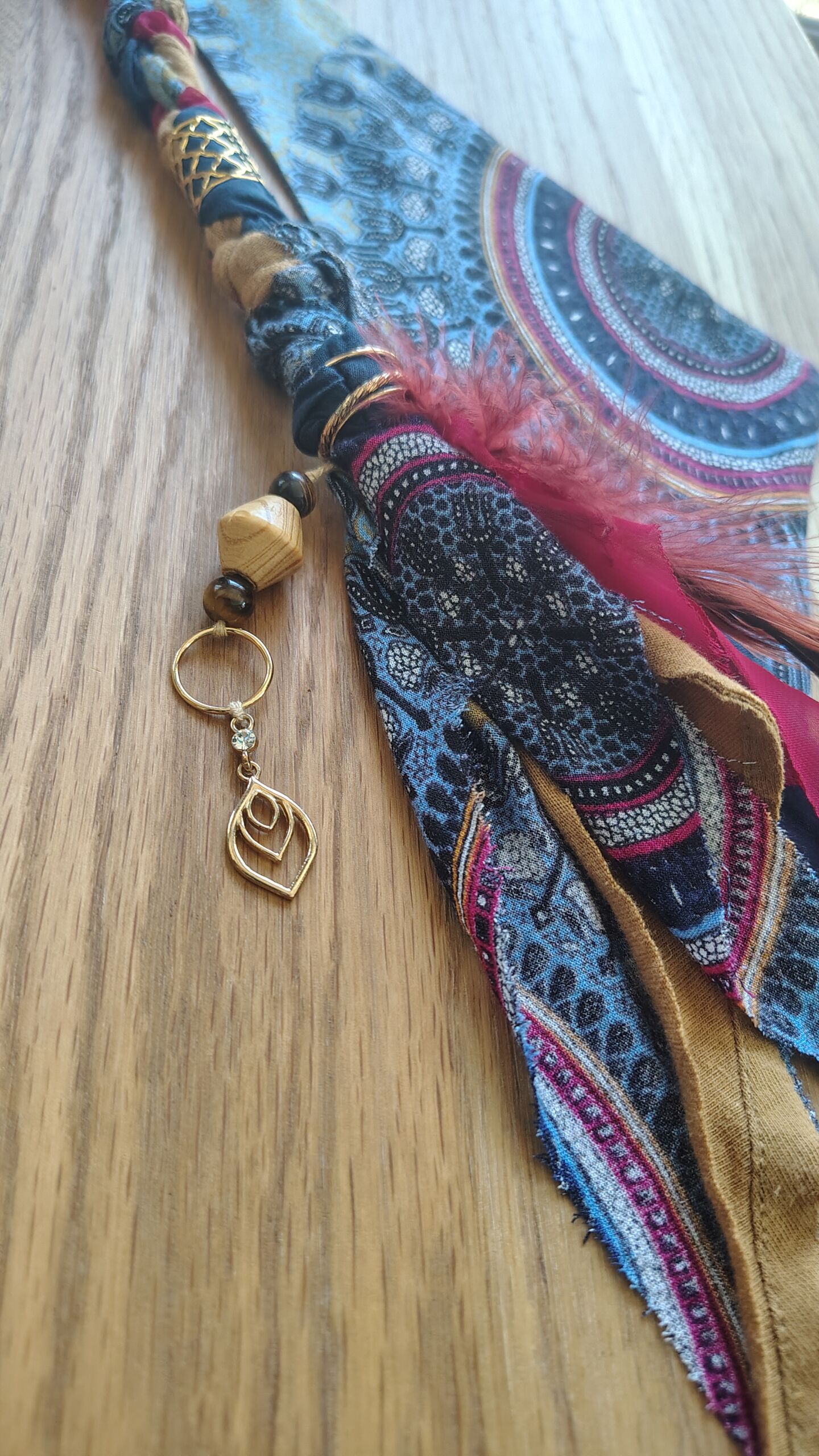 HAIR WRAP CZERWONO-GRANATOWY M